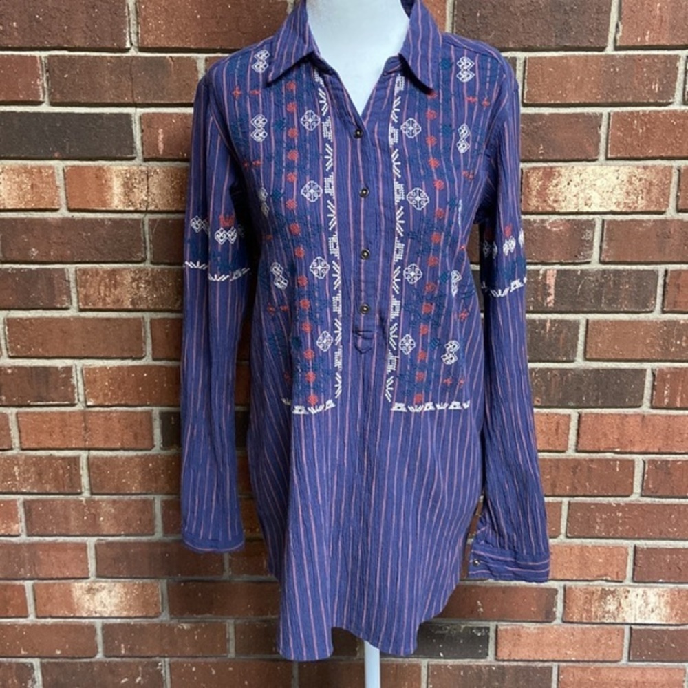 Bob Timberlake‎ Embroidered Button-Placket Blouse